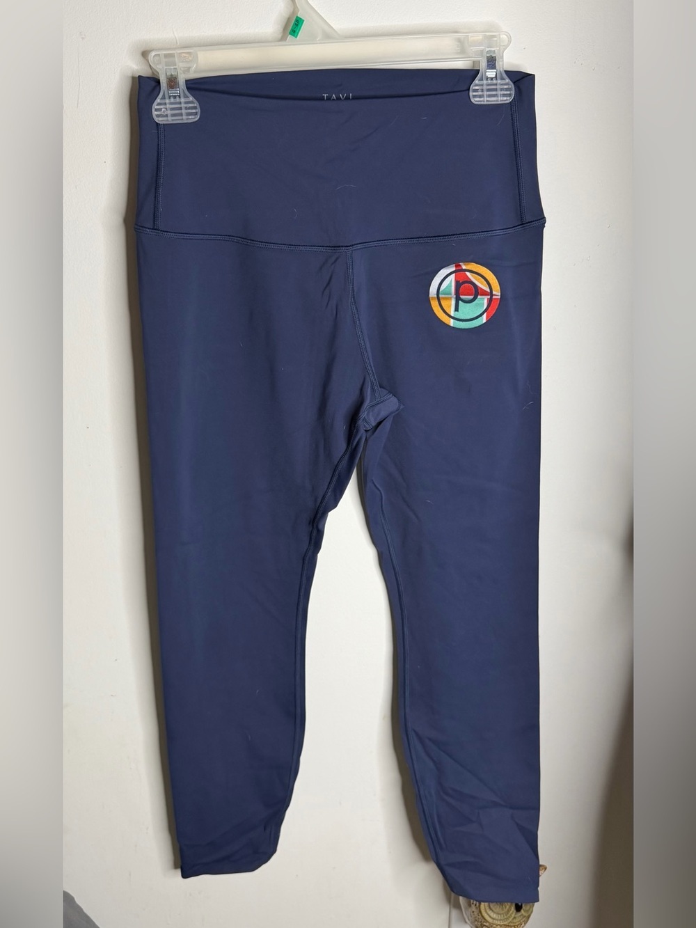 Tavi Navy High-Waist Leggings with Multicolor Logo